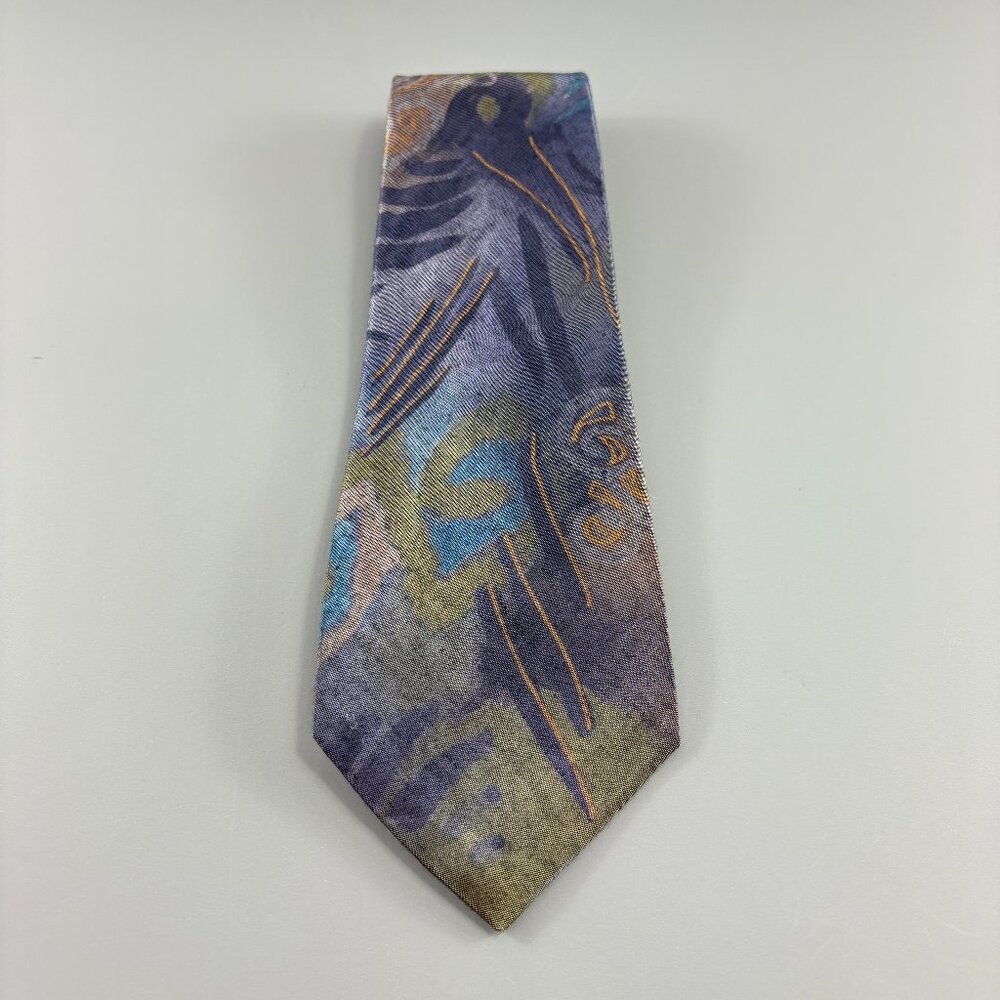 Editions by Van Heusen Purple Floral Men's Tie 3 3/4" x 58" Vintage